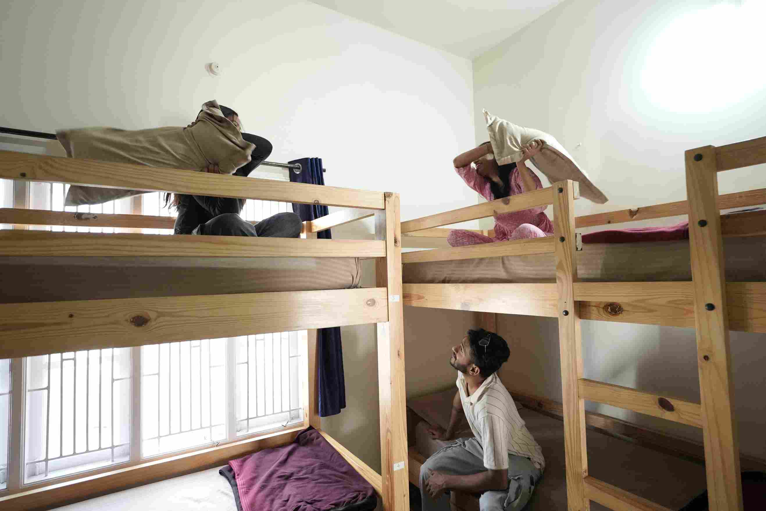 Pillow Fight at Palace Hostel by Borrbo in Mysore