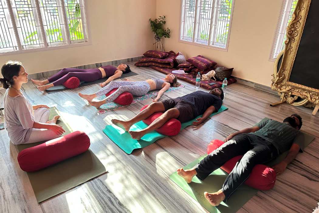 Yoga area in hostel in mysore