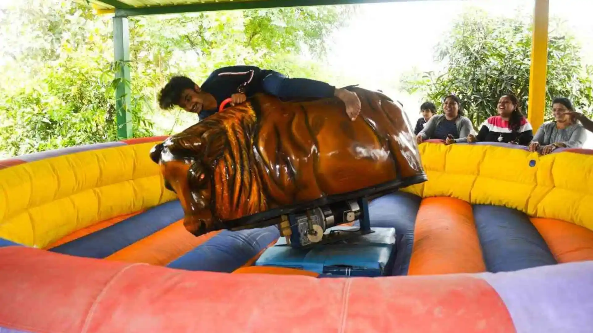 Bull ride activity area at Suggee Resort