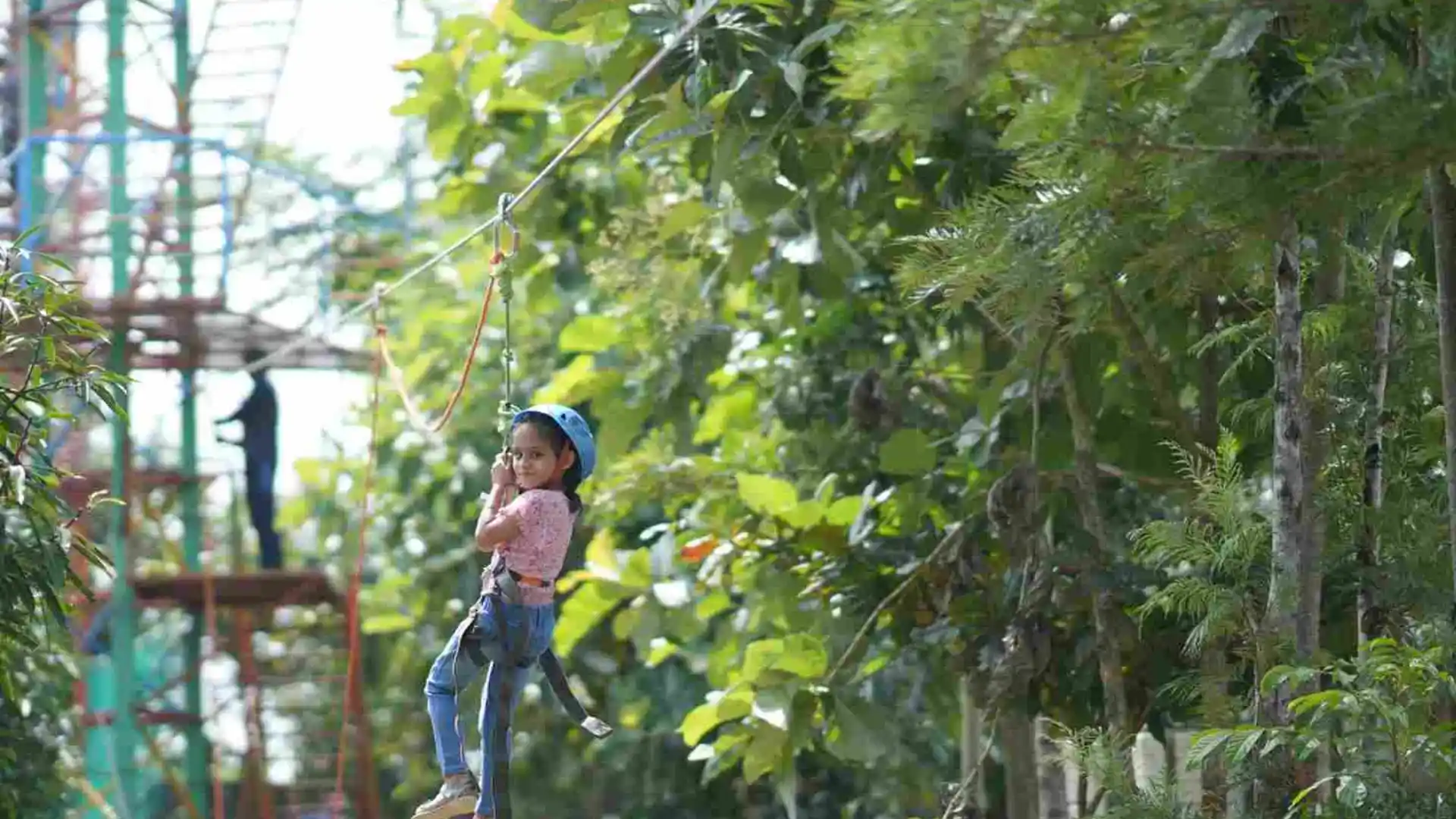 Kids zipline activity at Suggee Resort Bangalore